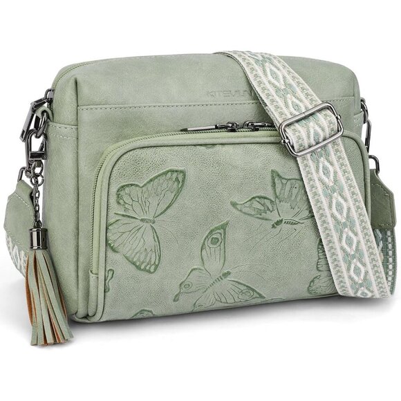 Handbags - Vegan Leather Crossbody Bag Women Lightweight Tassel Butterfly Design